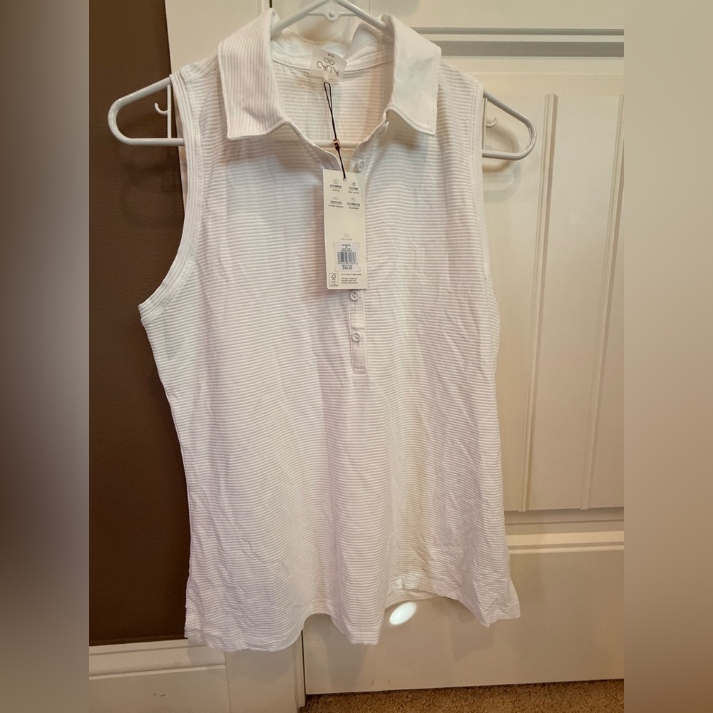 Calia White & Tan Sleeveless Collared Golf Top ( set of 2 )